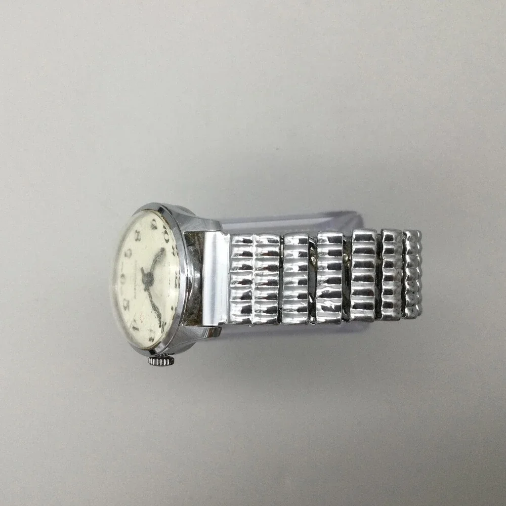 Vintage Diantus Mens Watch Cream Dial Stainless Expansion Swiss Manual Wind